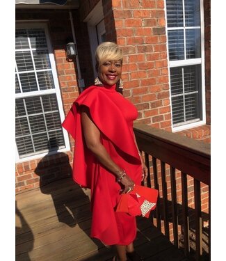 W Off the shoulder red dress