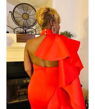 ΔΣΘ SALE DST Red Butterfly Off the Shoulder Dress (MD) (FA25)