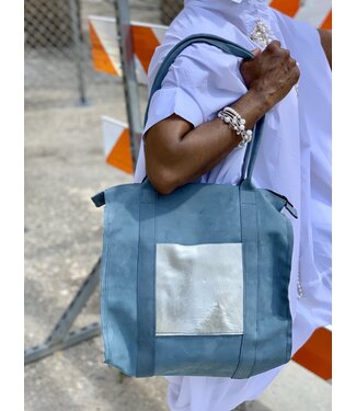 Handmade Blue Felt Tote