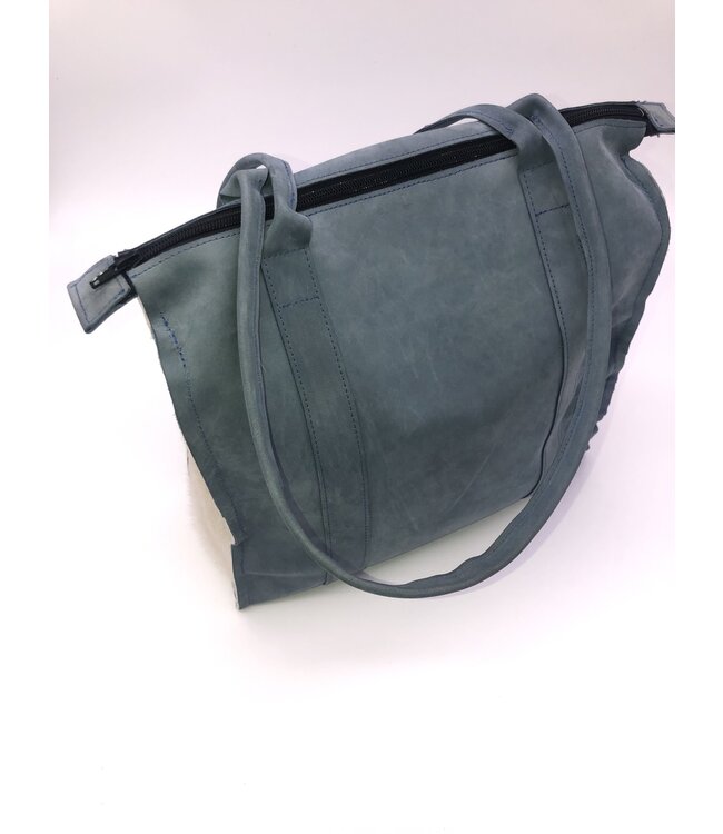 Handmade Baby Blue Suede Tote