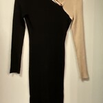 W Medium Ribbed Beige/black BodyCon dress