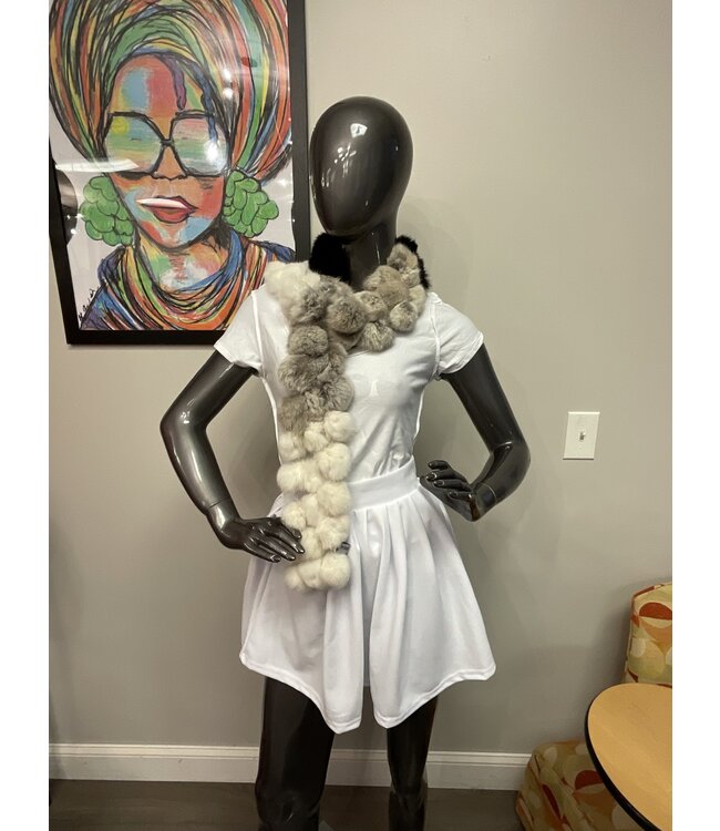 W Real Rabbit fur scarf