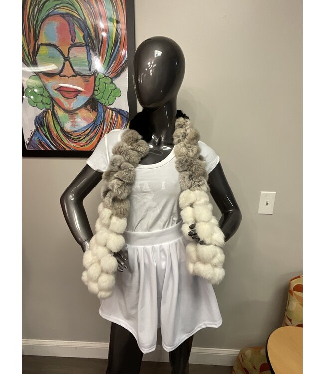 W Real Rabbit fur scarf