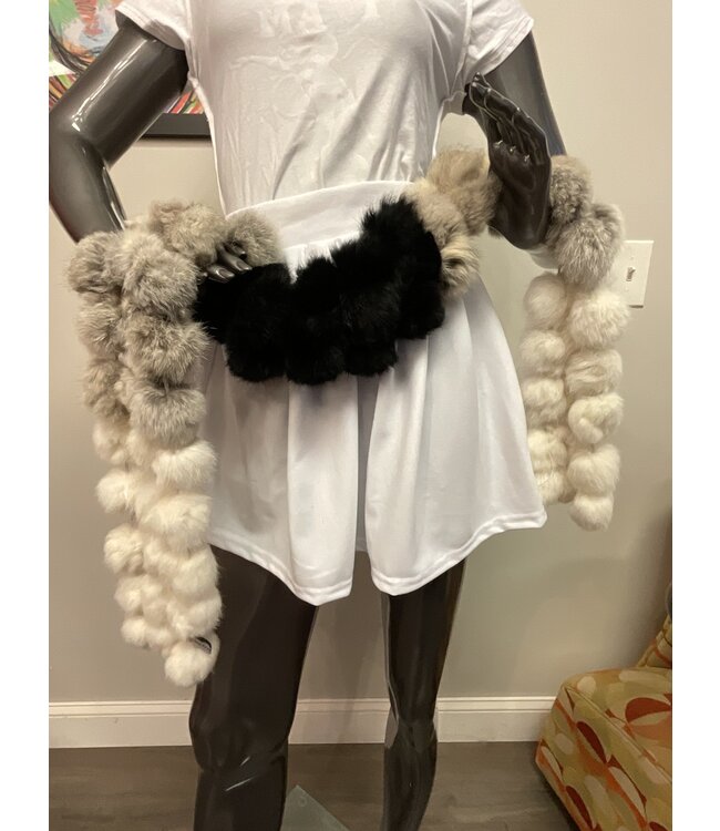 W Real Rabbit fur scarf