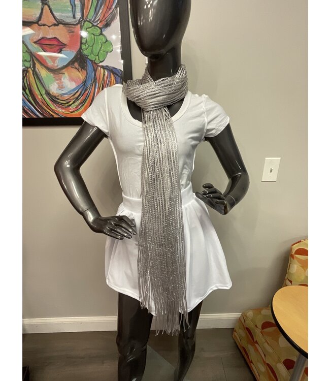 W Festive Silver Sparkly Scarf