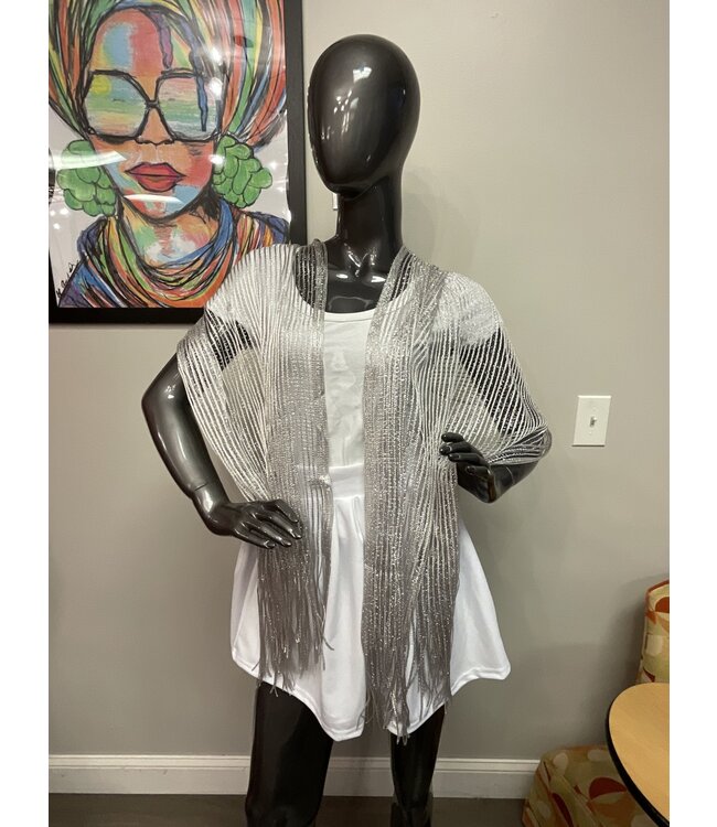 W Festive Silver Sparkly Scarf