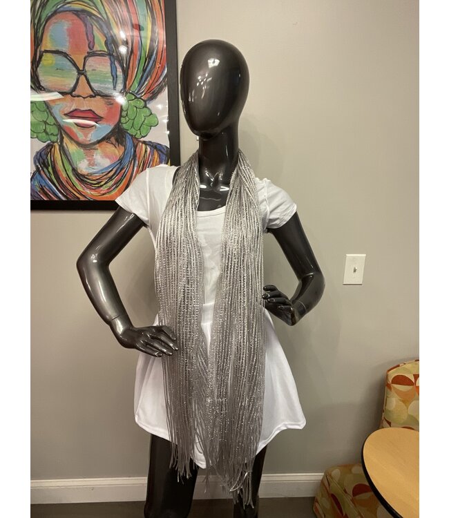 W Festive Silver Sparkly Scarf