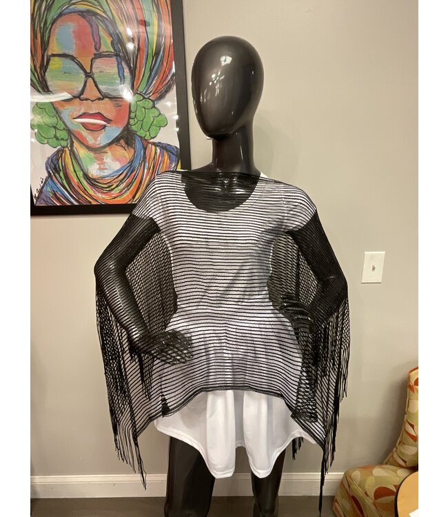 W Festive Black Poncho