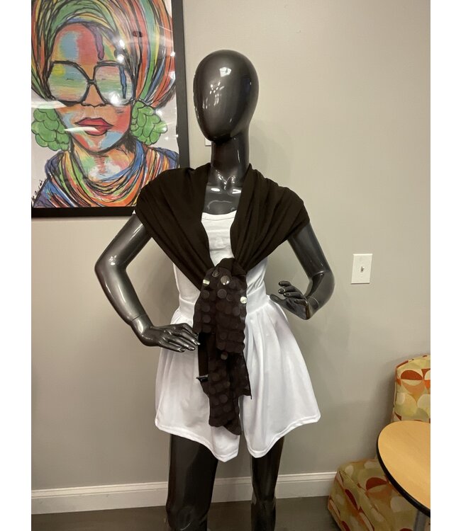 W Dark Brown Sequin Scarf