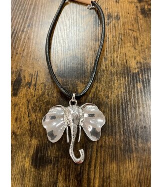 ΔΣΘ Silver Elephant w/ Leather Necklace Cord (Red/Black) 2025