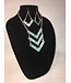 W Metal Chevron Necklace earring set