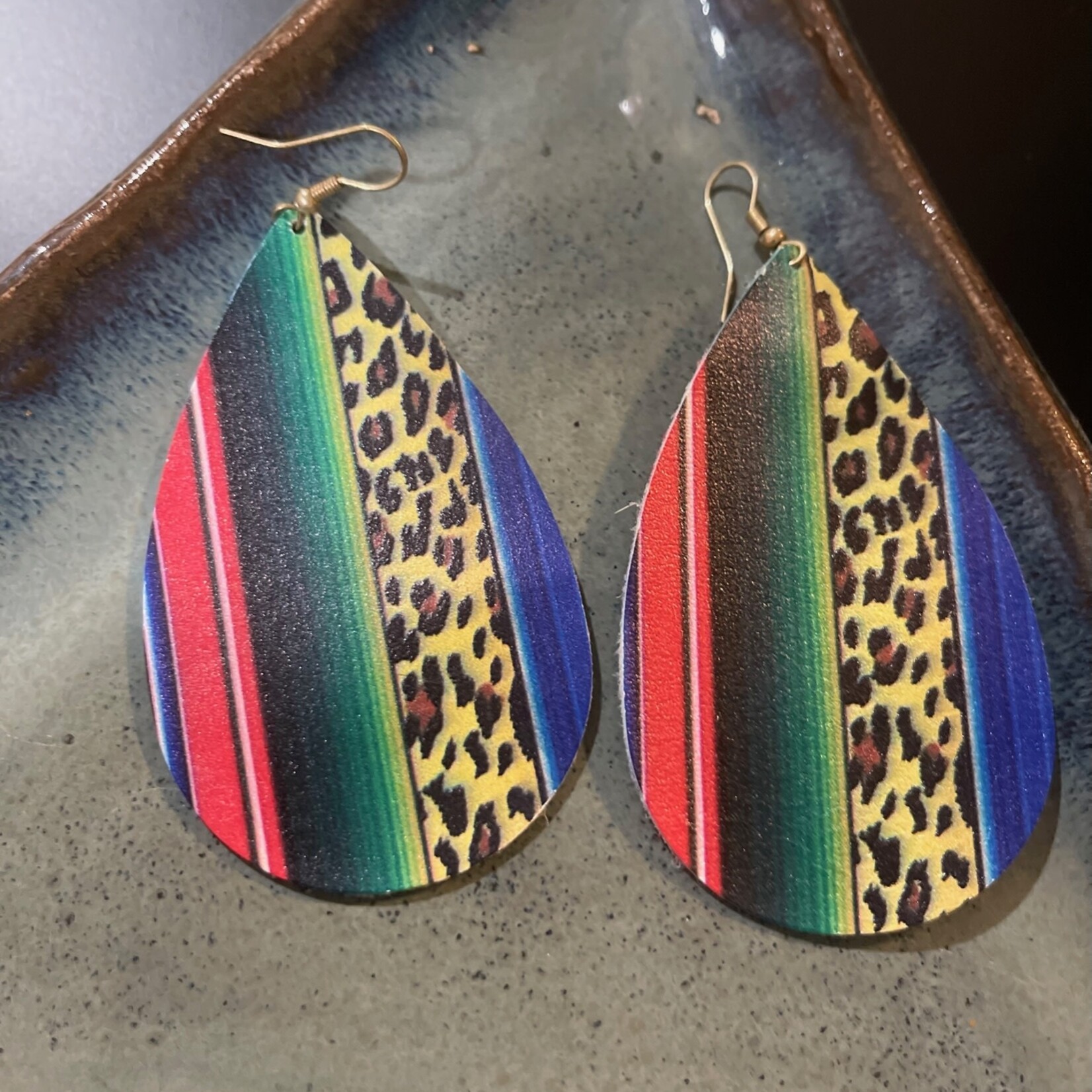W Genuine Leather Handmade Earrings: Colorful Leopard