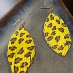 W Genuine Leather Handmade Earrings: Leopard Feather