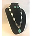 W Handcrafted metal and turquoise Necklace Earring set