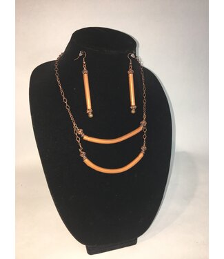 W Handmade Bronze Necklace and Earring Set