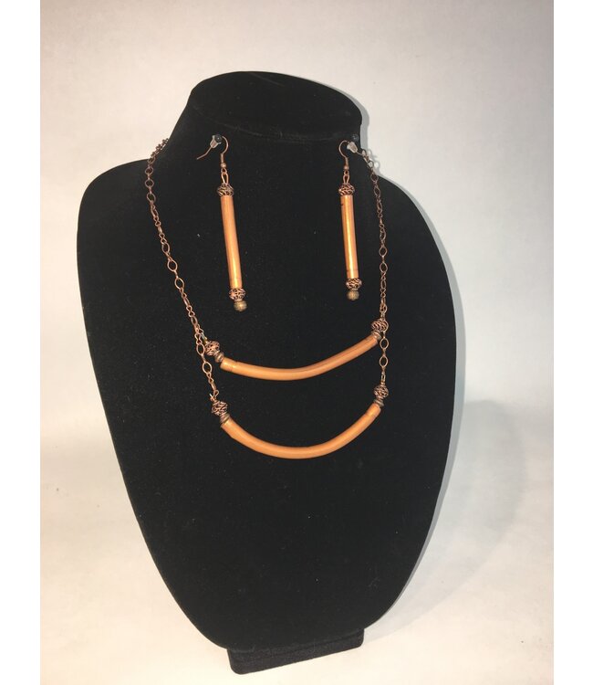 W Handmade Bronze Necklace and Earring Set