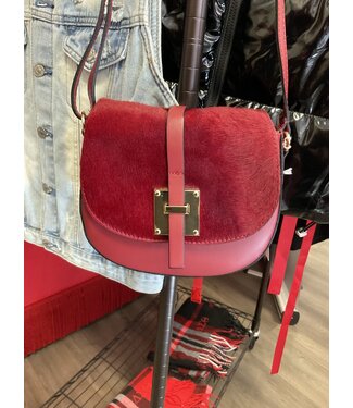 Genuine Italian Leather and Cowhide Burgundy Purse