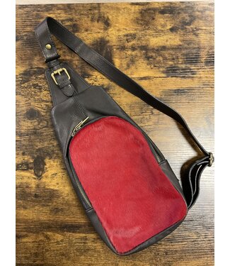 Genuine Italian Leather Red Fur Crossbody (FA24)