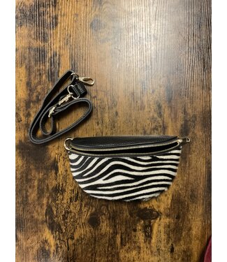W Genuine Leather and Zebra Cowhide Fanny Pack