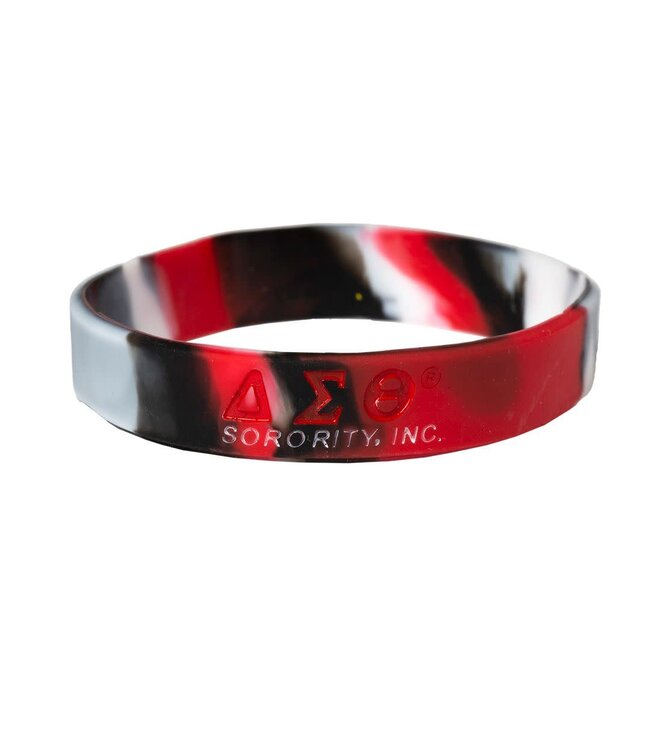 ΔΣΘ DST Silicone Black, Red, and White Tie Dye Bracelet (FA25)