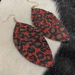 W Red Leopard print earrings