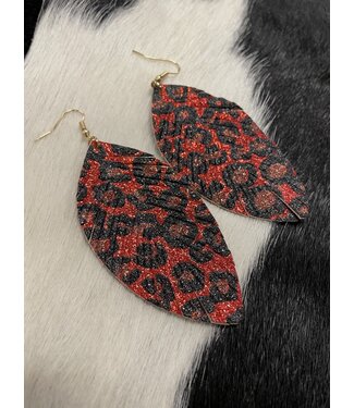 W Red Leopard print earrings