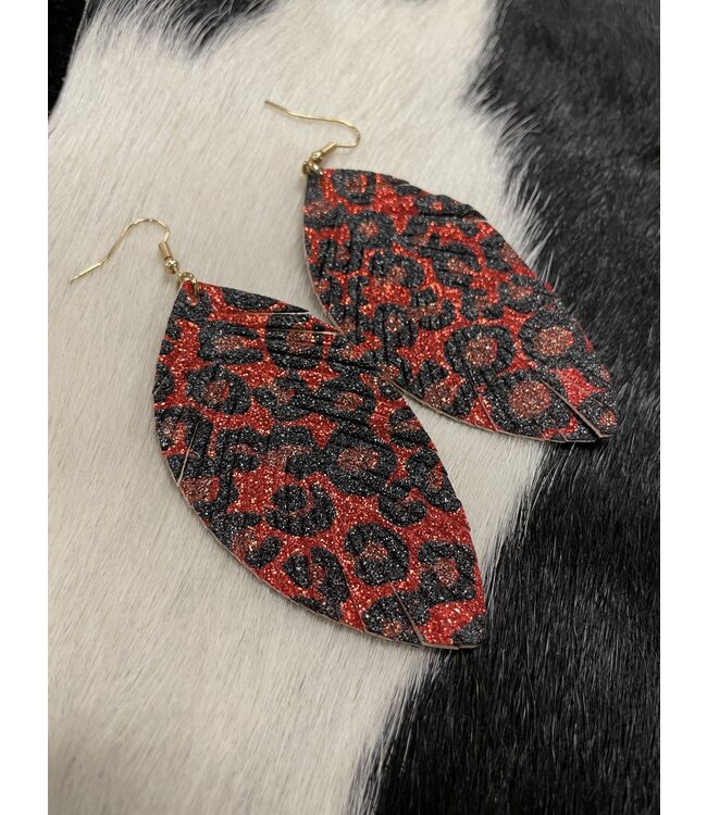 W Red Leopard print earrings