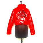 ΔΣΘ DST 1913 Red Patent Puff Jacket LG (Q2)