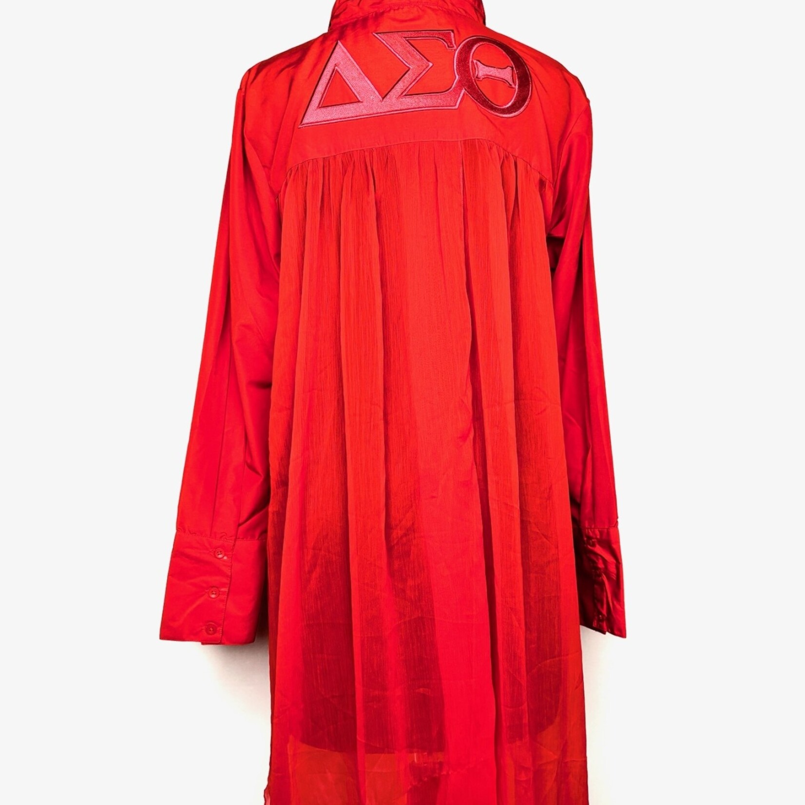 ΔΣΘ DST Red Dress shirt with Chiffon Back