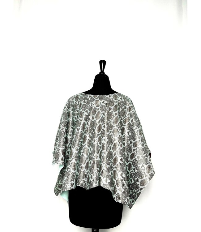 W Snakeskin print leather poncho cape