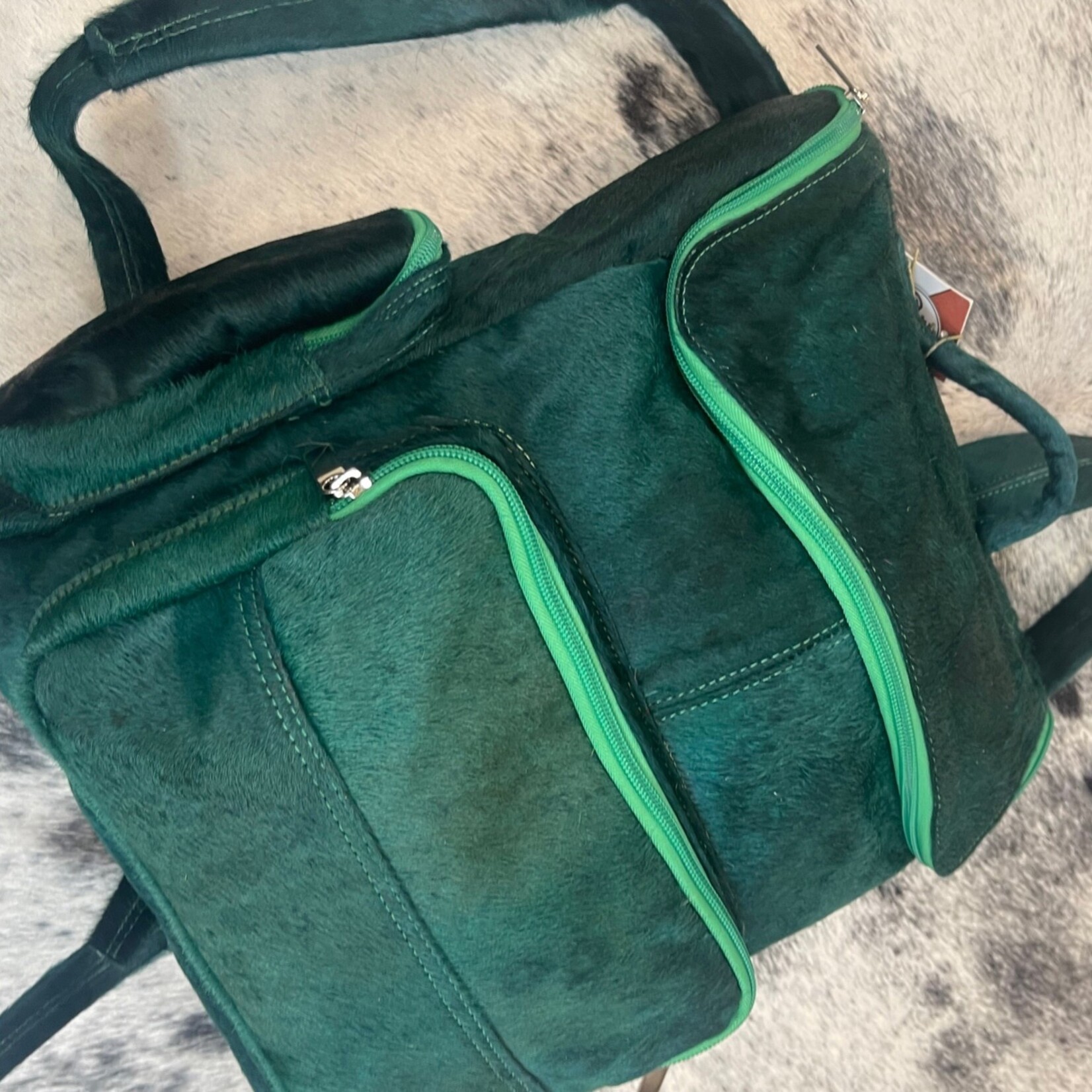 Genuine Leather Green Backpack
