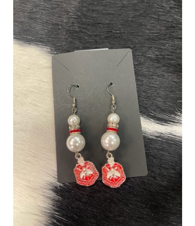 ΔΣΘ DST Pearl Earrings with Shield