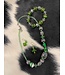 W Green, Pink and Clear Crystal Bead Necklace, Bracelet and Earrings Set