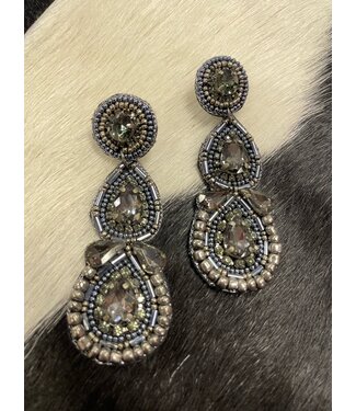 W Double Teardrop Beaded Earrings