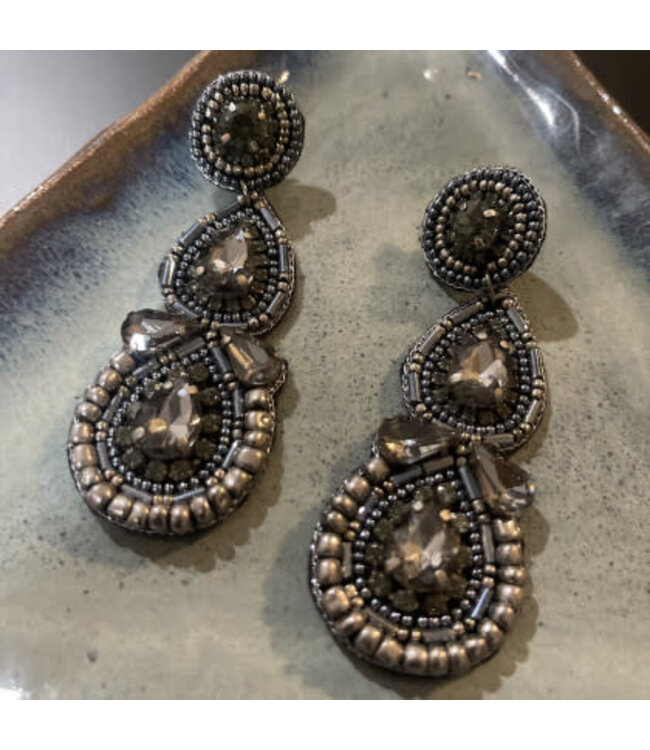 W Double Teardrop Beaded Earrings