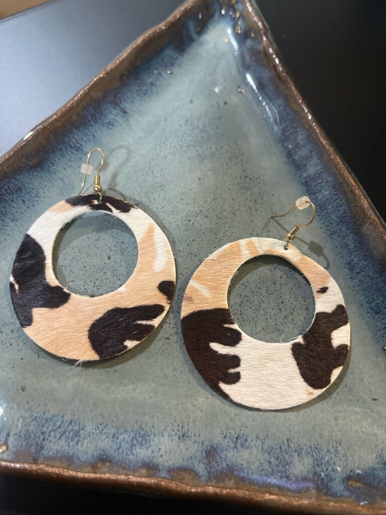 W Genuine Leather Handmade Earrings: Calico