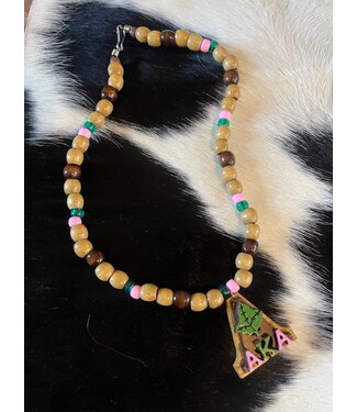ΑΚΑ AKA Wooden Beaded Necklace (FA25)
