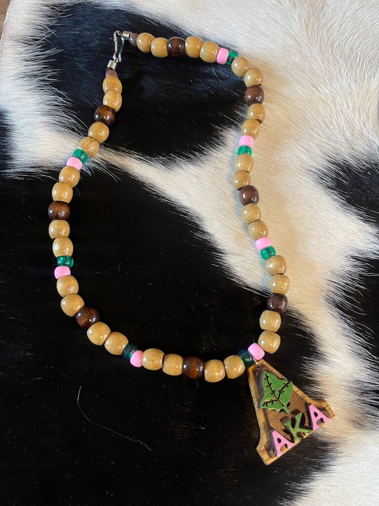 ΑΚΑ AKA Wooden Beaded Necklace (*IS)