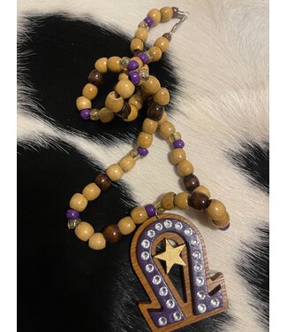 ΩΨΦ OPP Wooden Beaded Necklace w/Star (FA25)