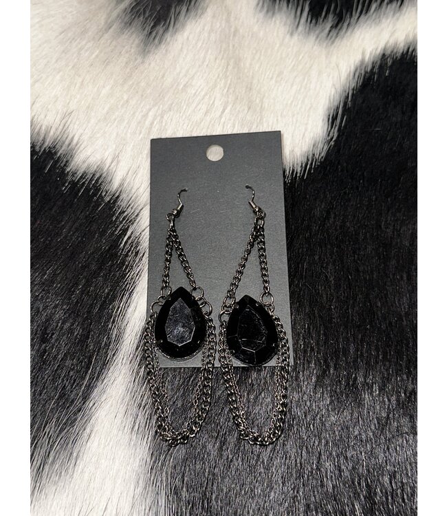 W Black Chain teardrop earrings