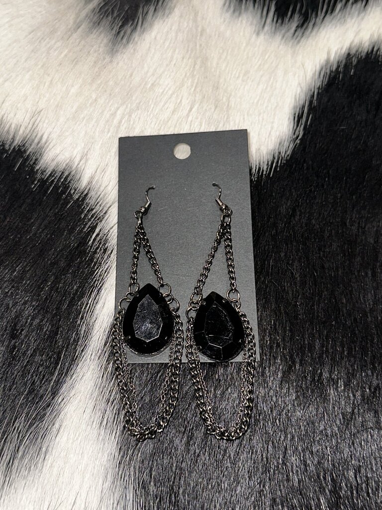 W Black Chain teardrop earrings