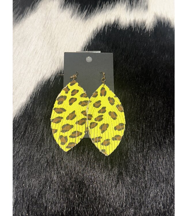 W Genuine Leather Handmade Earrings: Leopard Feather
