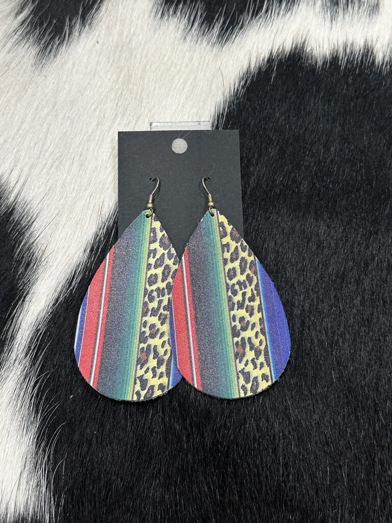 W Genuine Leather Handmade Earrings: Colorful Leopard