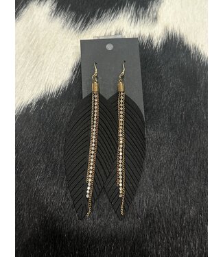 W Black and gold leaf earrings
