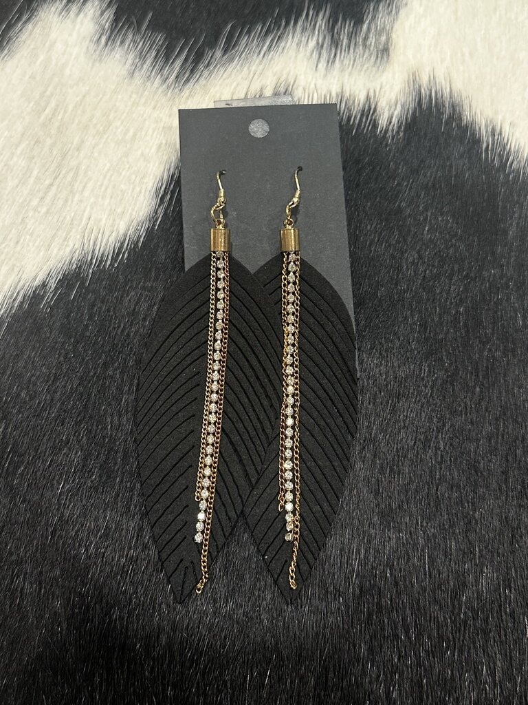 W Black and gold leaf earrings