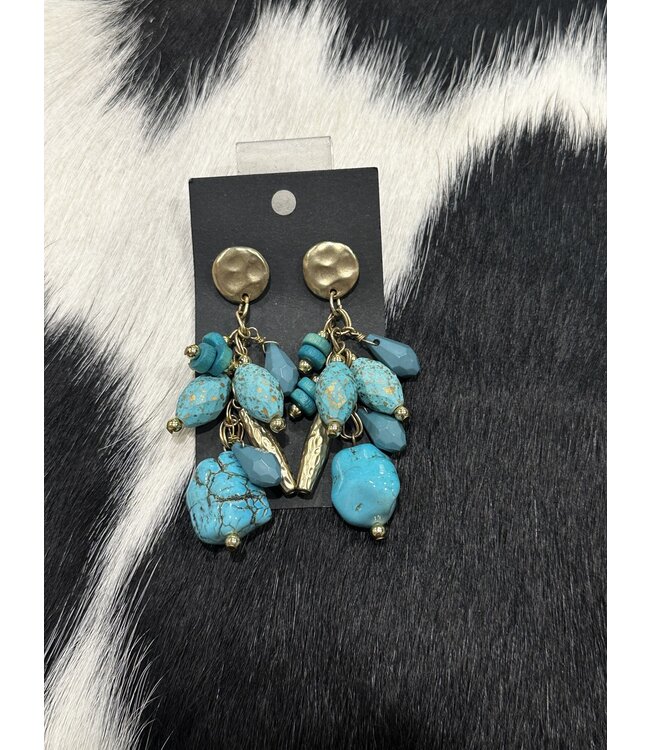 W Turquoise Cluster Earrings