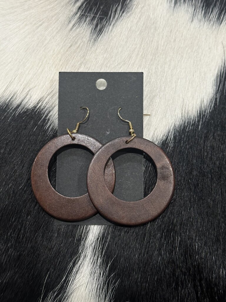 W Wooden Hoop Earrings