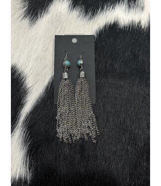 W Chain Tassel Earrings