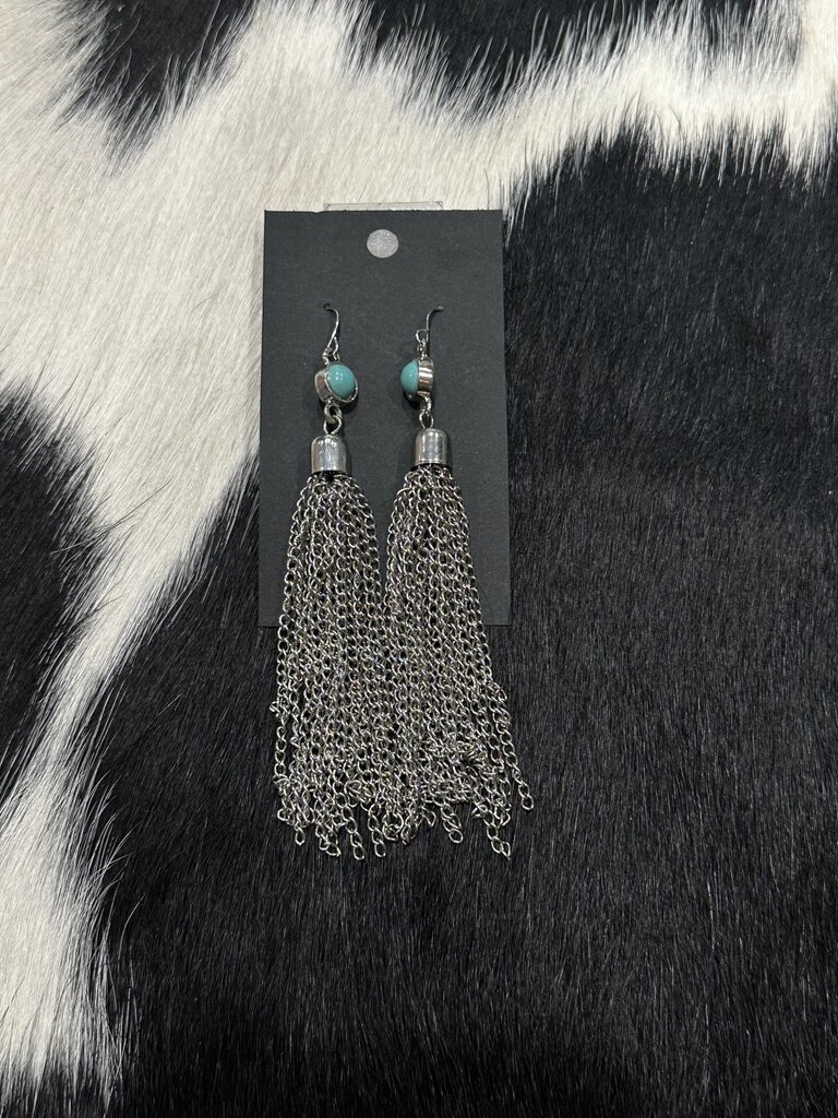 W Chain Tassel Earrings