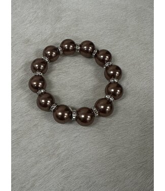 W Bronze Beaded Bracelet With Crystals